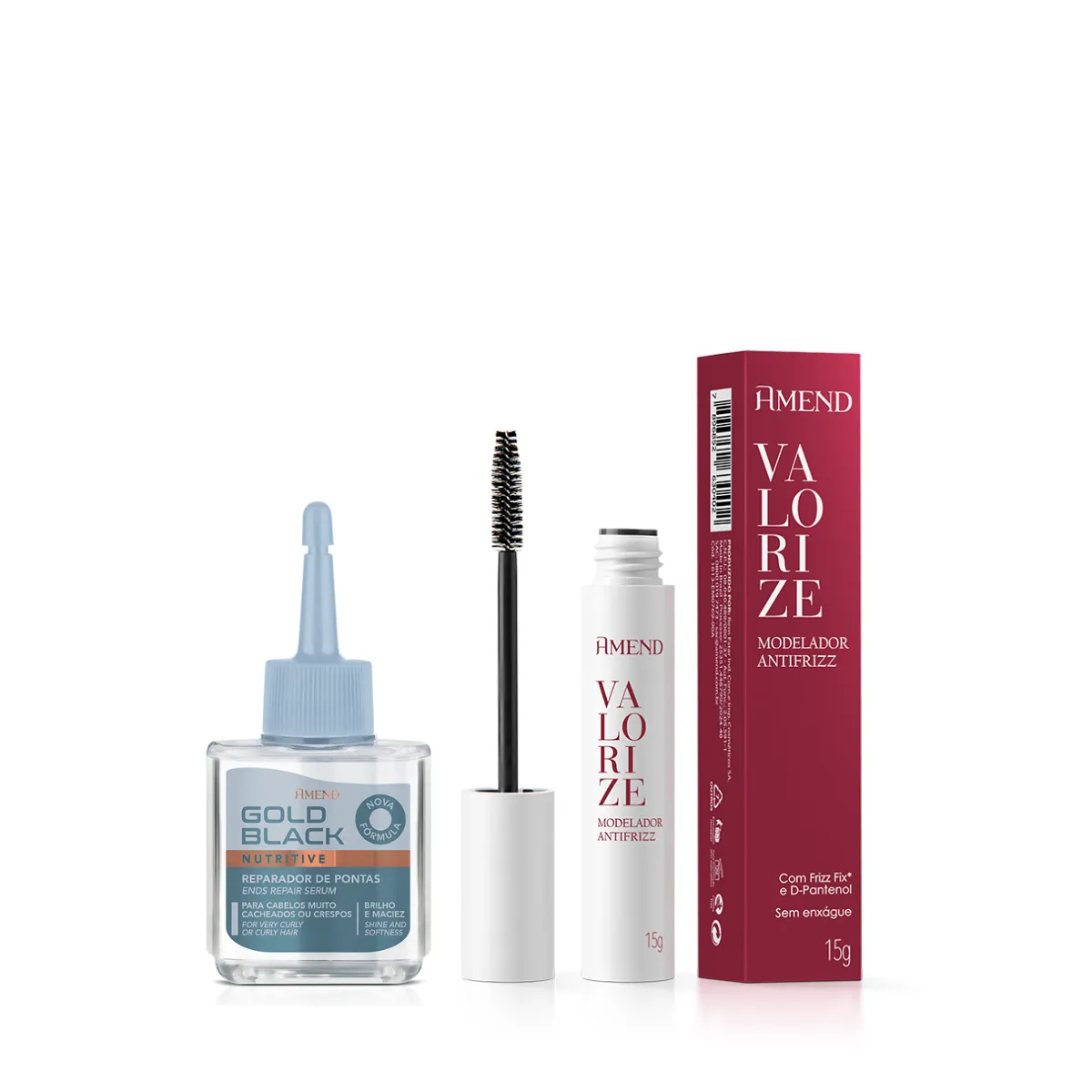 Amend Gold Black Óleo 30ml + Valorize Modelador Antifrizz 15ml | By Linda