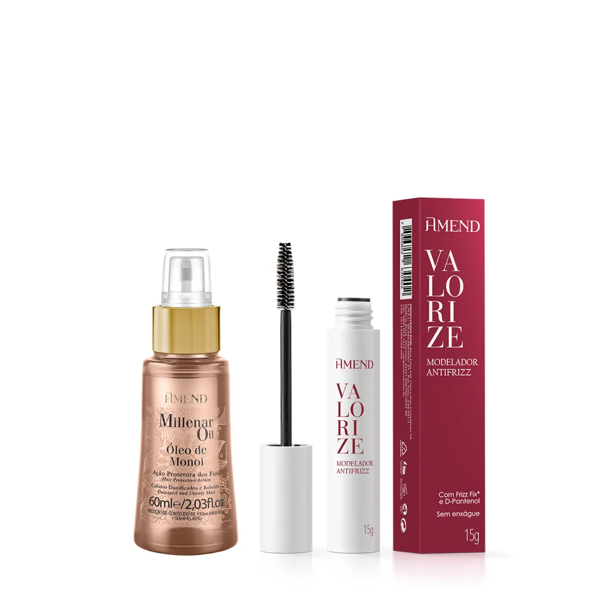 Amend Millenar Oil Óleo de Monói 60ml + Valorize Modelador Antifrizz 15ml | By Linda