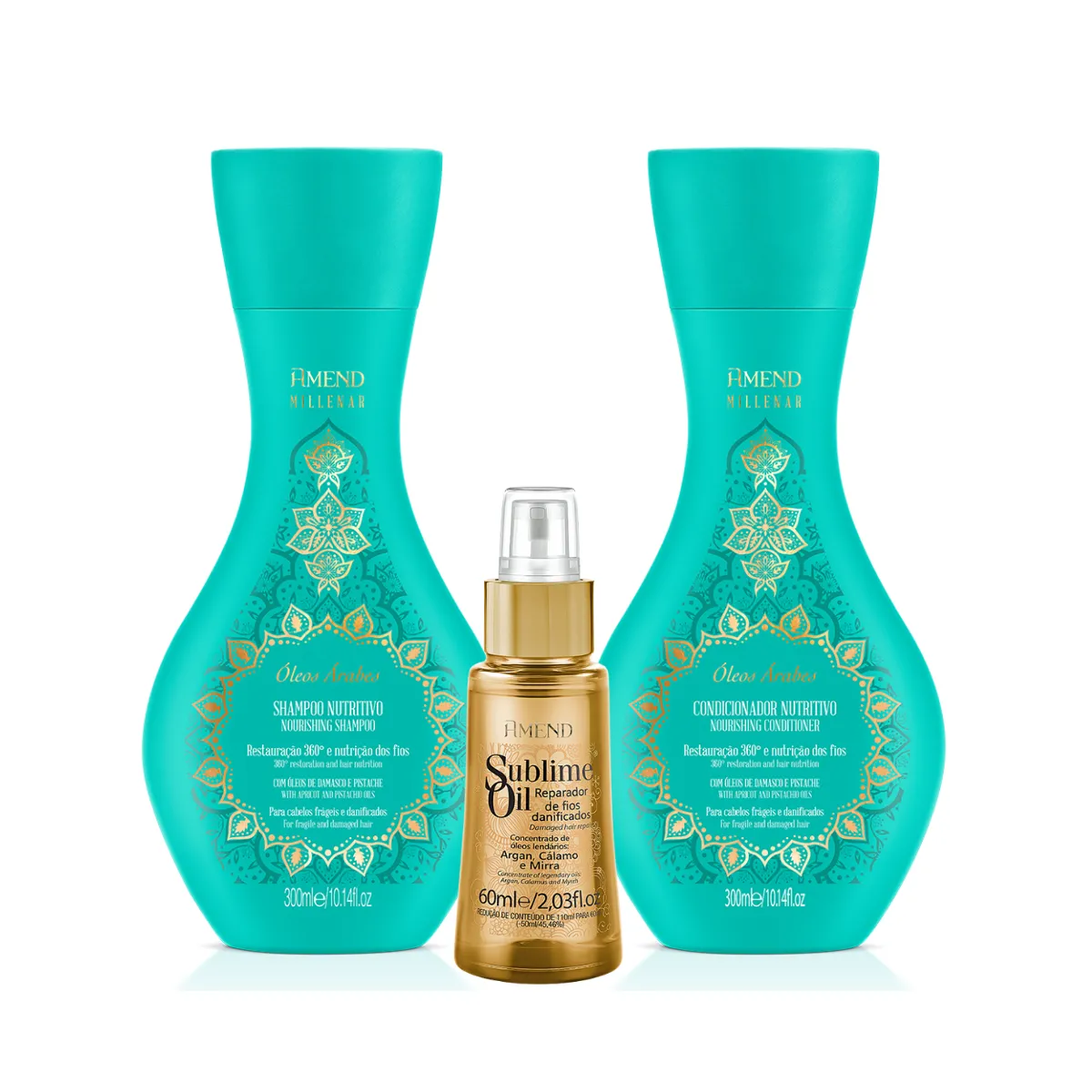 Amend Millenar Óleos Árabes Sh 250ml + Cond 250ml + Sublime Oil 60ml | By Linda