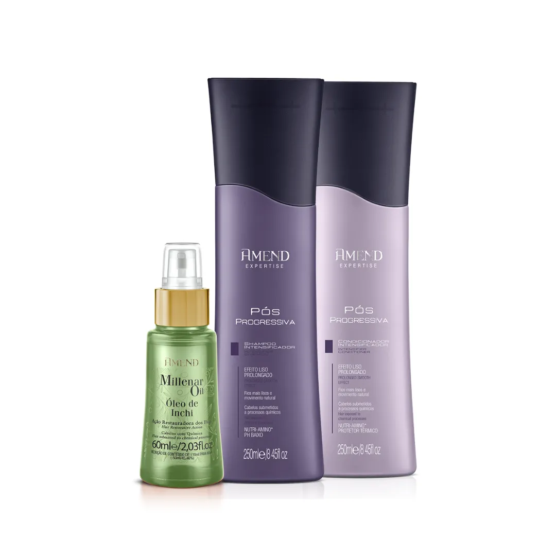Amend Expertise Pós Progressiva Sh 250ml + Cond 250ml + Millenar Oil Inchi 60ml | By Linda