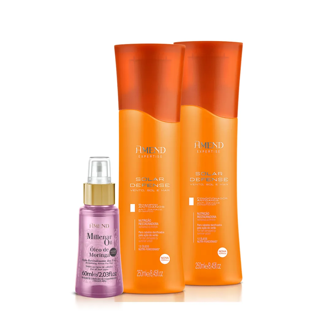 Amend Expertise Solar Defense Sh 250ml + Cond 250ml + Millenar Oil Moringa 60ml | By Linda