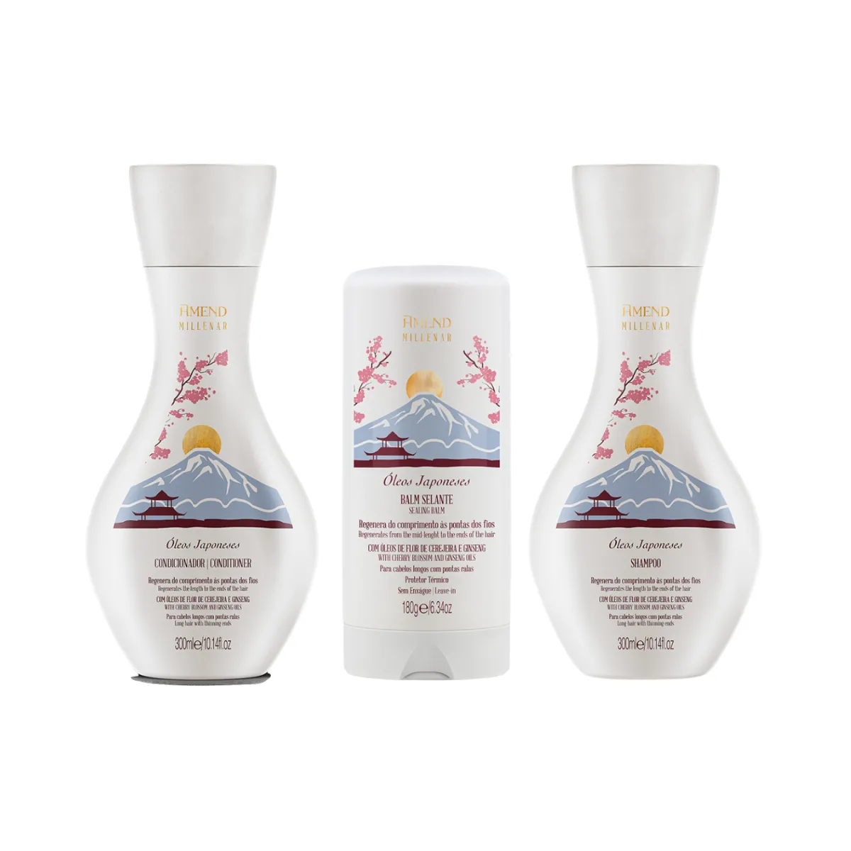 Amend Millenar Óleos Japoneses Sh 300ml + Cond 300ml + Balm Selante 180ml | By Linda