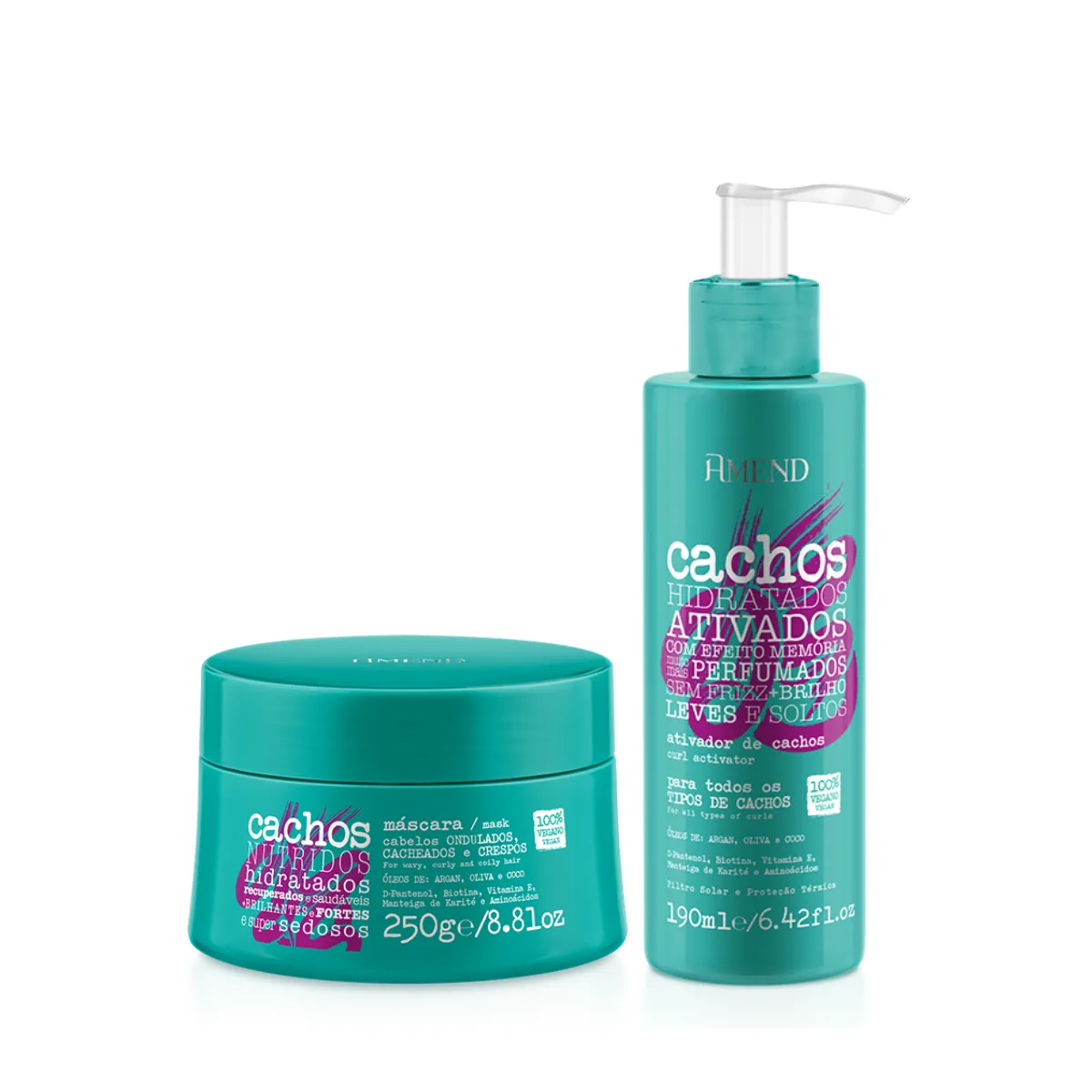 Amend Cachos Masc 250ml + Ativador de Cachos 190ml | By Linda
