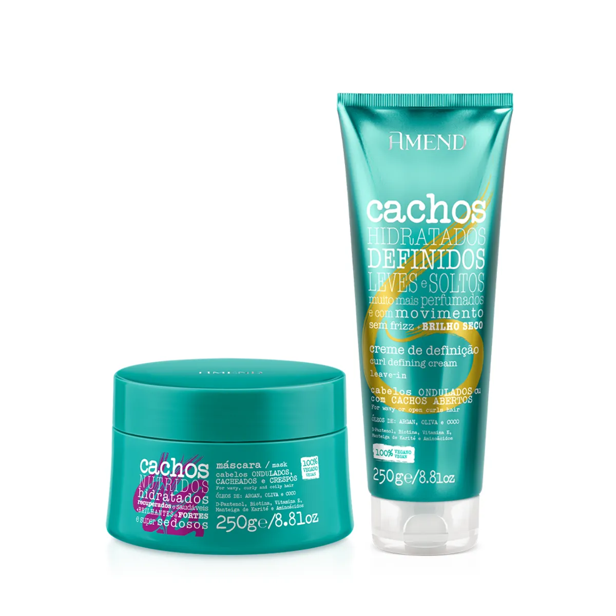 Amend Cachos Masc 250ml + Leave-in Ondulado 250ml | By Linda