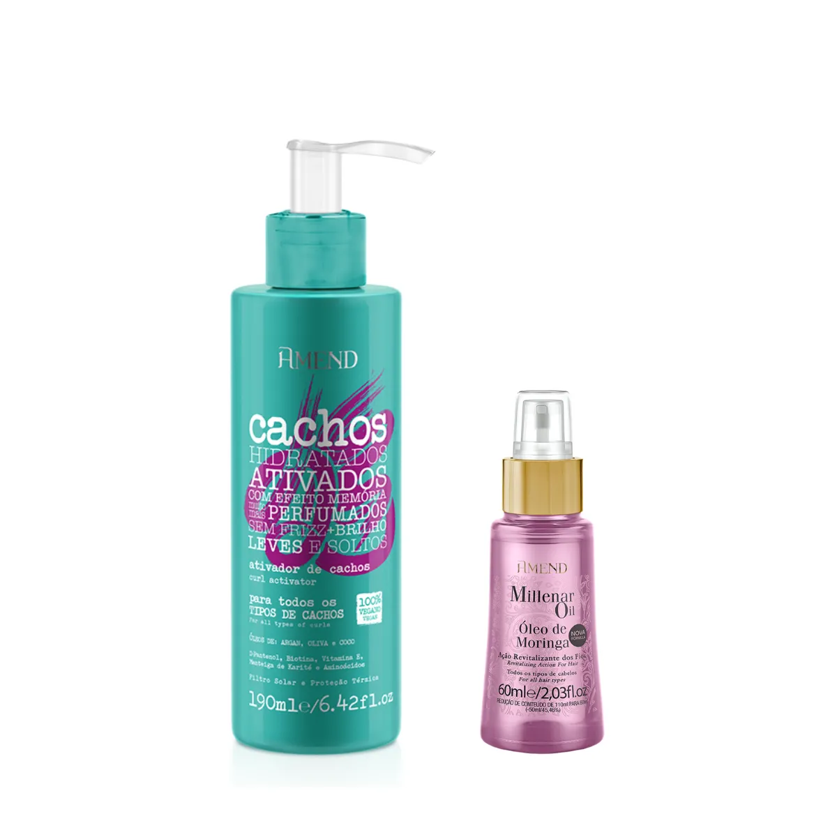 Amend Cachos Ativador de Cachos 190ml + Millenar Oil Moringa 60ml | By Linda