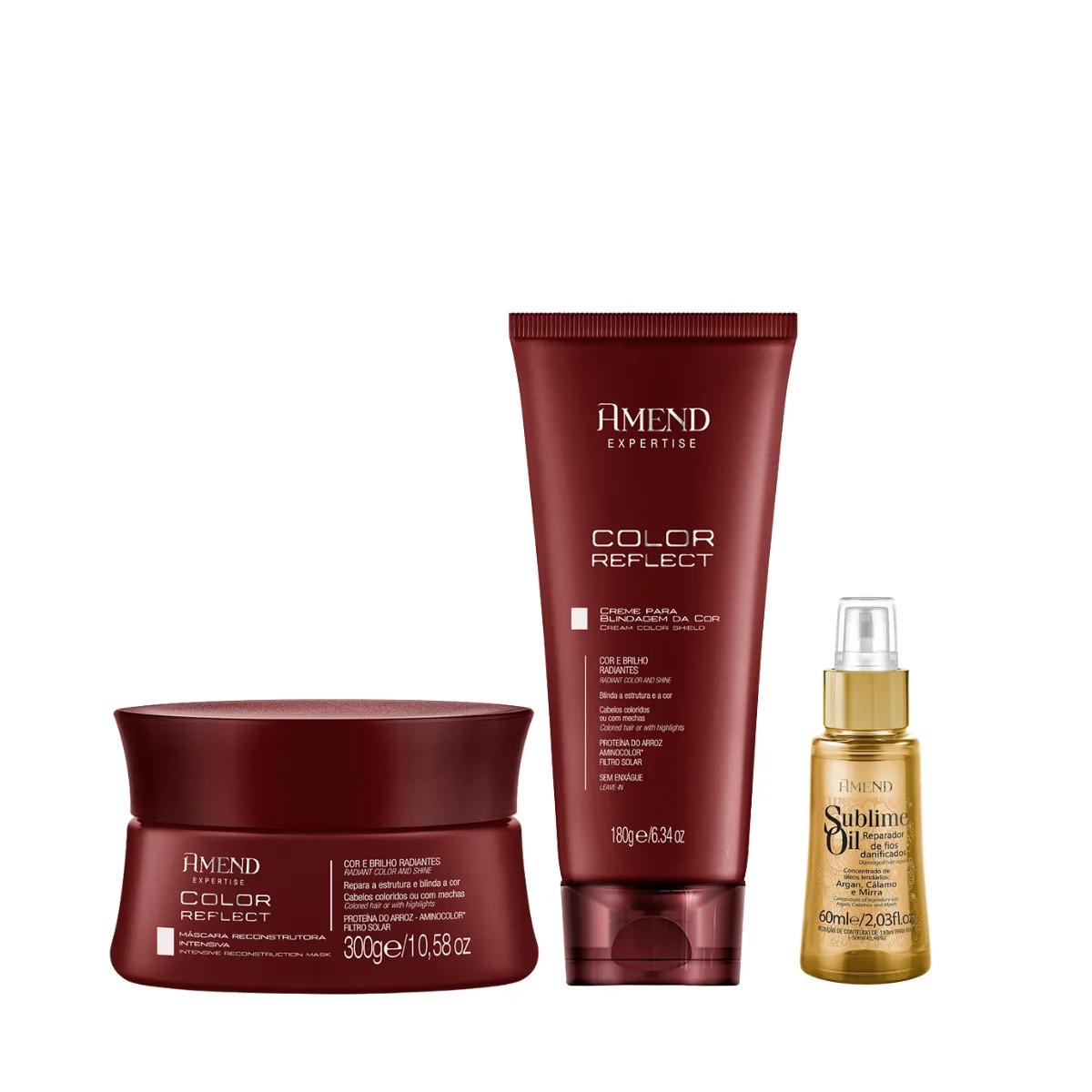 Amend Expertise Color Reflect Masc 300ml + Leave-in 180ml + Sublime Oil 60ml | By Linda