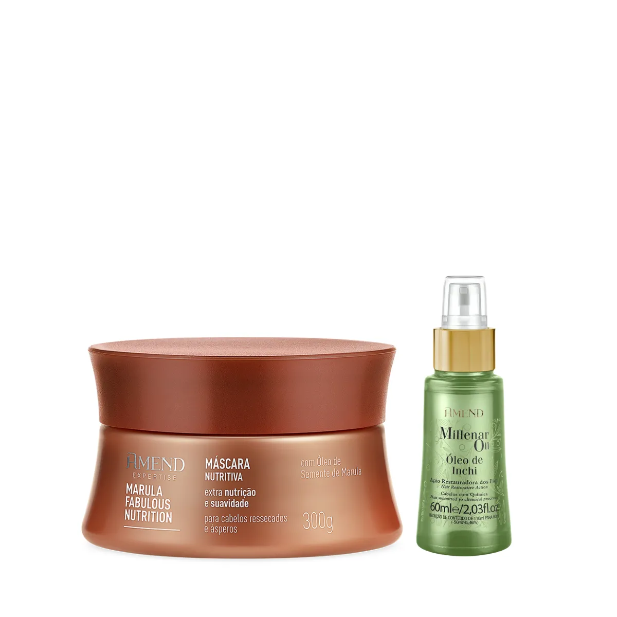 Amend Expertise Marula Fabulous Masc 300ml + Millenar Oil Inchi 60ml | By Linda