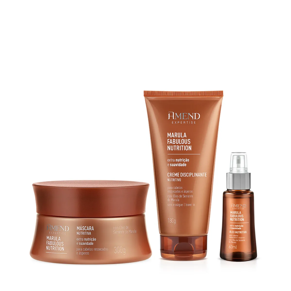Amend Expertise Marula Fabulous Masc 300ml + Leave-in 180ml + Óleo Nutritivo 60ml | By Linda