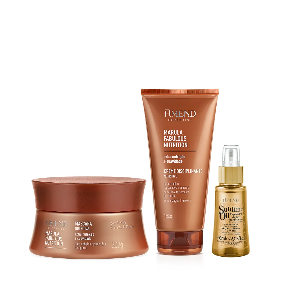 Amend Expertise Marula Fabulous Masc 300ml + Leave-in 180ml + Sublime Oil 60ml | By Linda