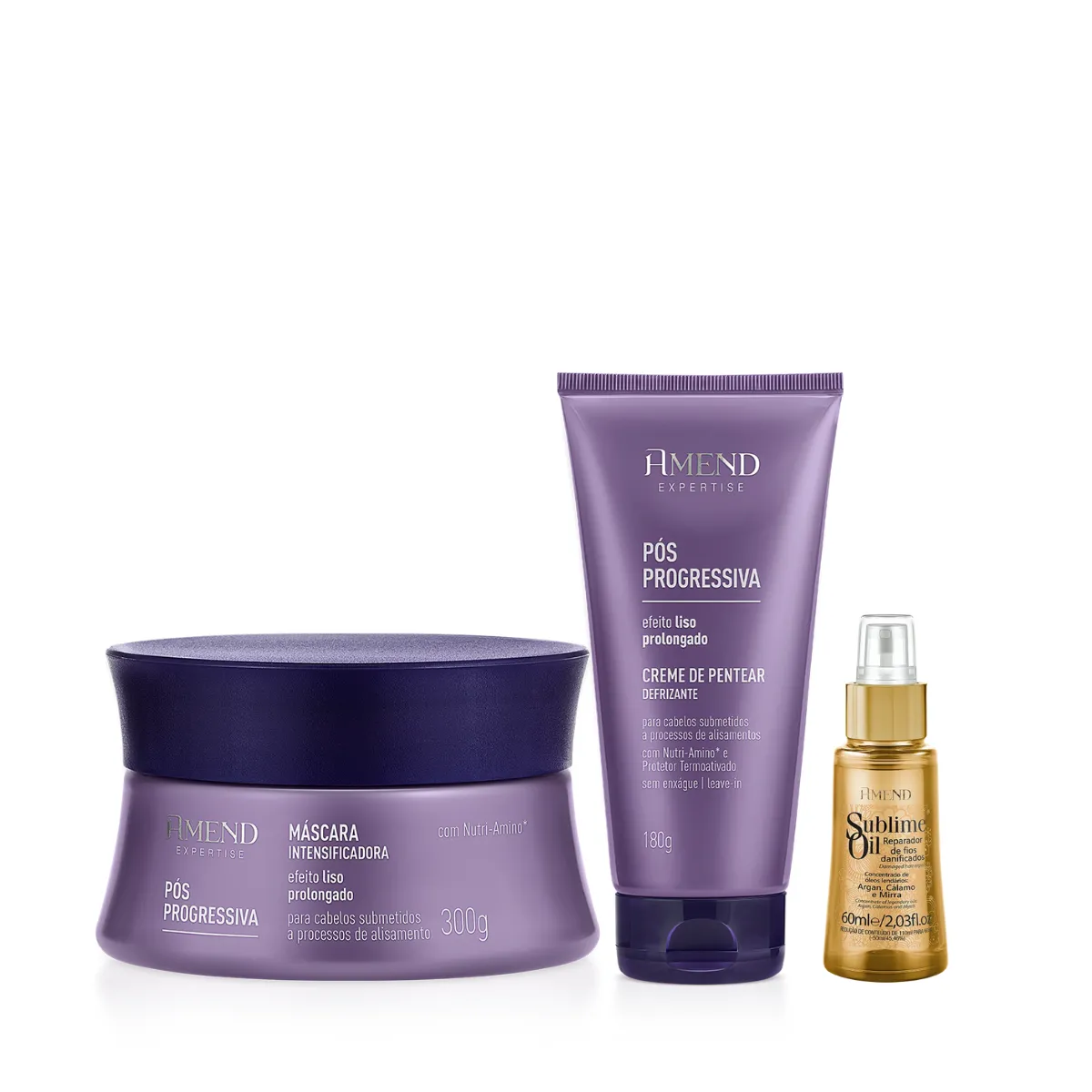 Amend Expertise Pós Progressiva Masc 300ml + Leave-in 180ml + Sublime Oil 60ml | By Linda