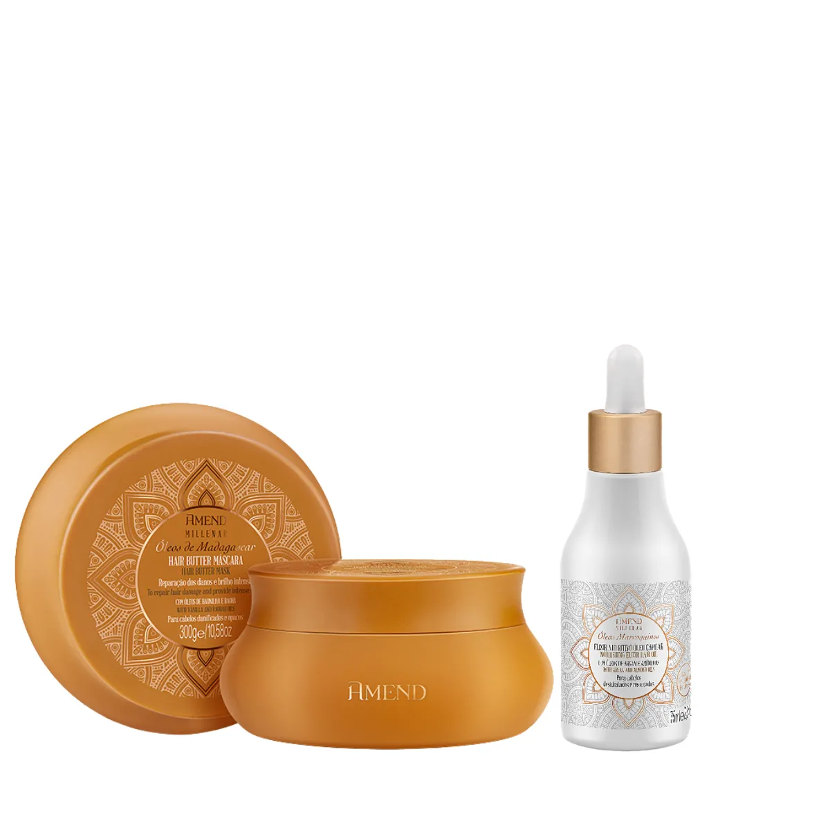Amend Millenar Óleos de Madagascar Masc 300ml + Óleo Elixir Nutritivo 75ml | By Linda