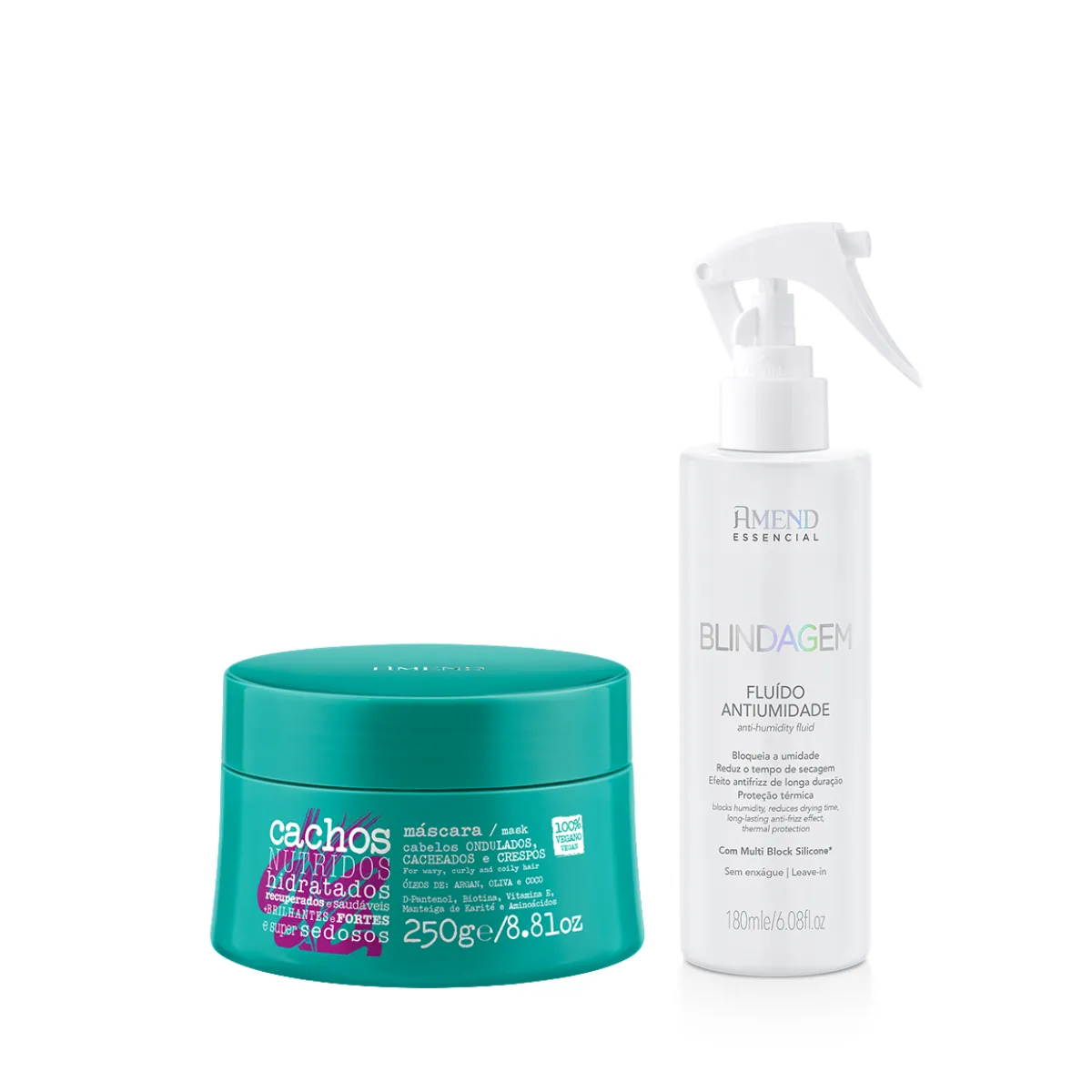 Amend Cachos Masc 250ml + Essencial Blindagem 180ml | By Linda