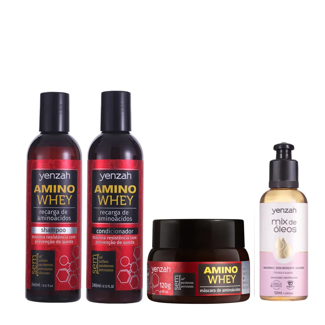 Kit Amino Whey Sh240+Cond240+Masc120+MixdeÓleo120 | Só na Linda