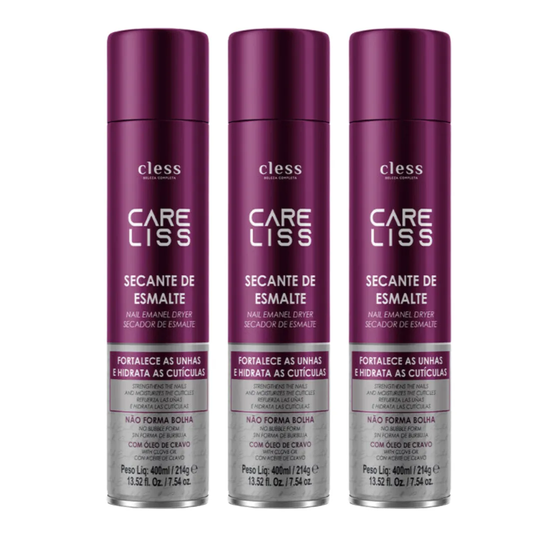 Cless Care Liss Spray Secante de Esmalte 400ml - 03 Unidades