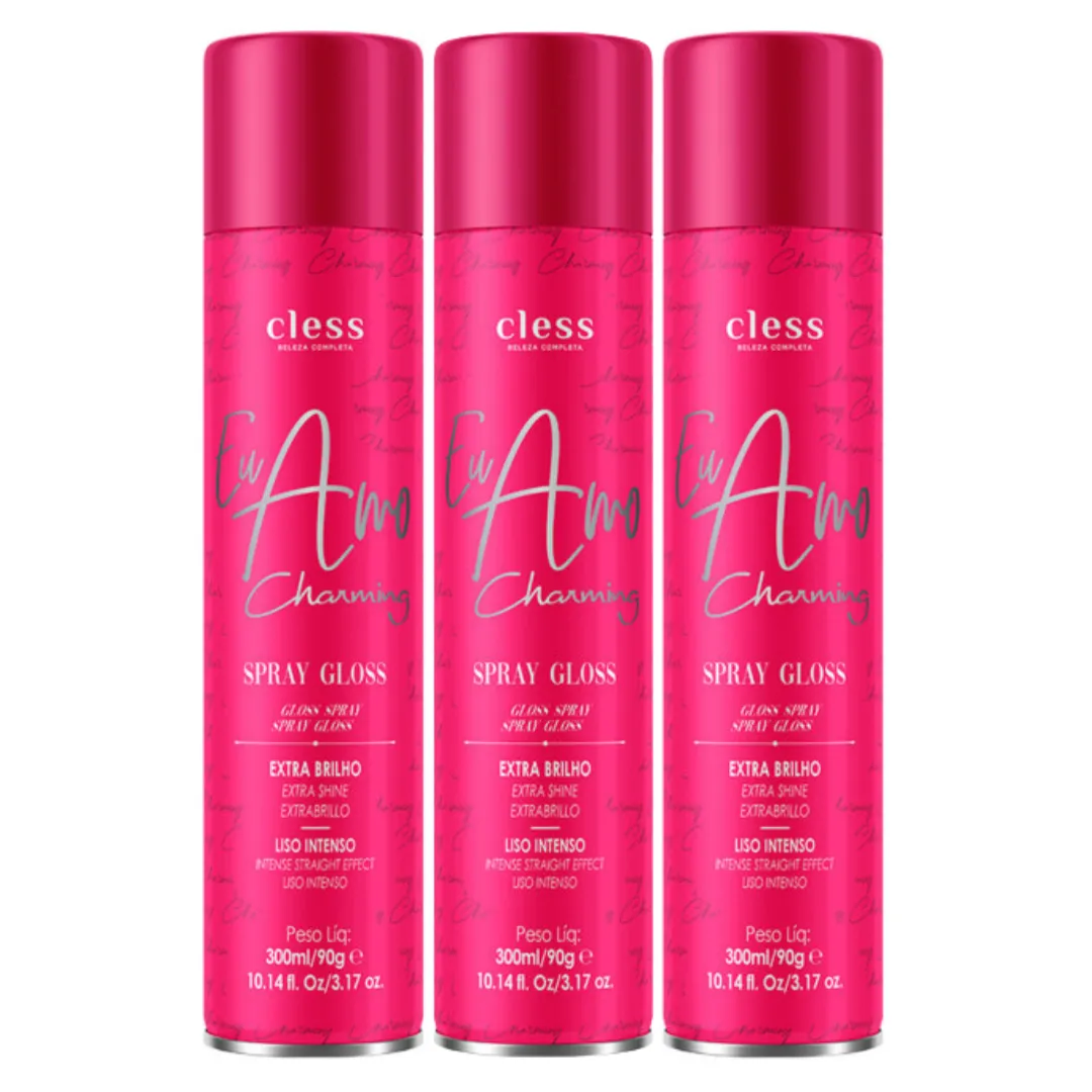 Cless Charming Spray de Brilho Gloss 300ml - 03 Unidades