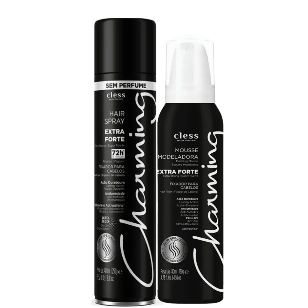Cless Extra Forte Spray Sem Perfume 400ml + Mousse Modelador