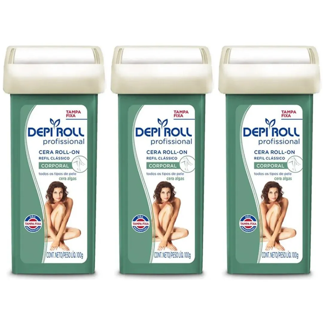 Depi Roll Refil Roll-on Cera Corporal Verde 100g - 3 Unidades