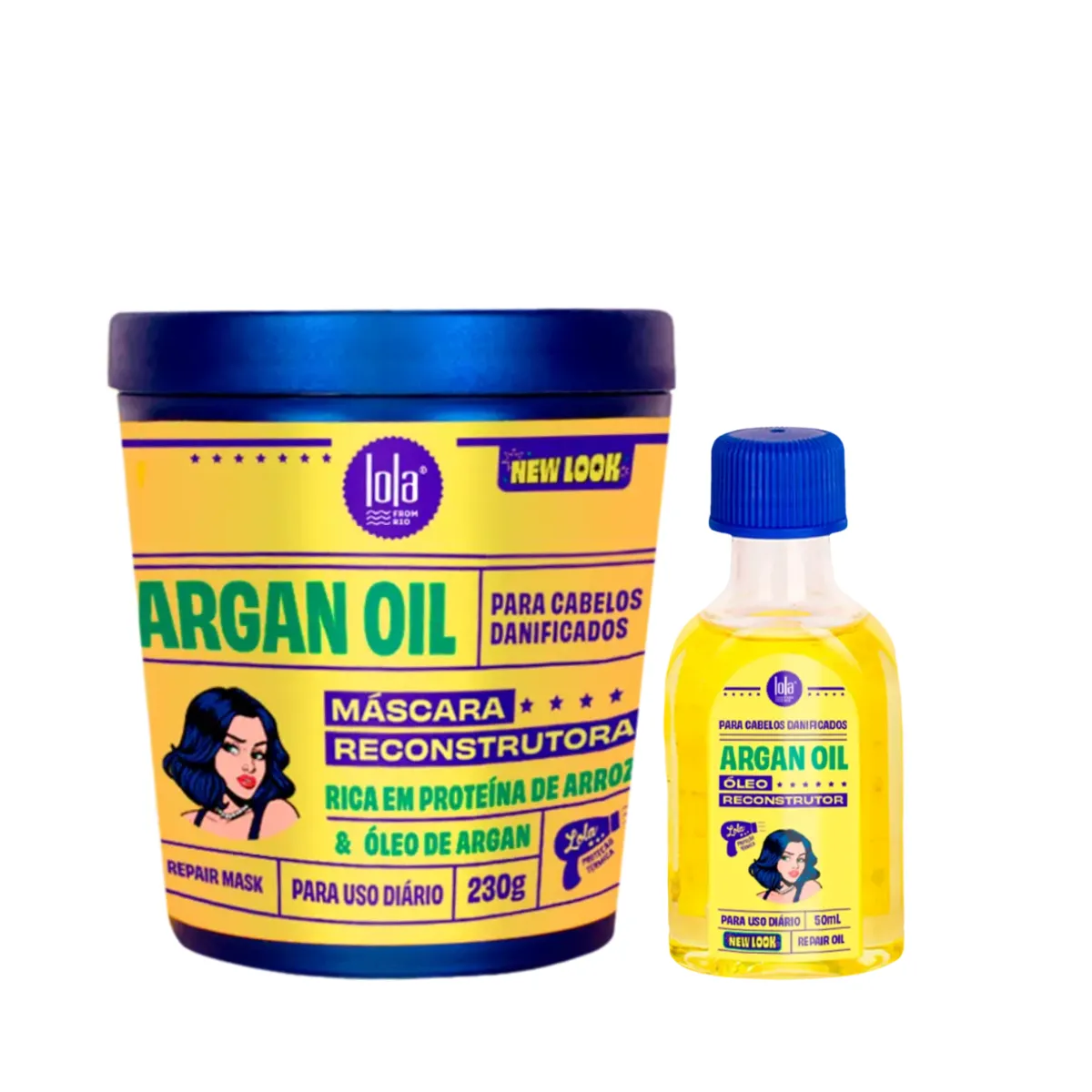 Kit Lola Argan Oil Máscara Capilar 230g e Óleo Finalizador 50ml Nutrição Intensa | By Linda