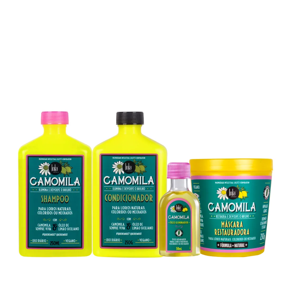 Lola Camomila Sh + Cond + Masc + Óleo Iluminador | ByLinda