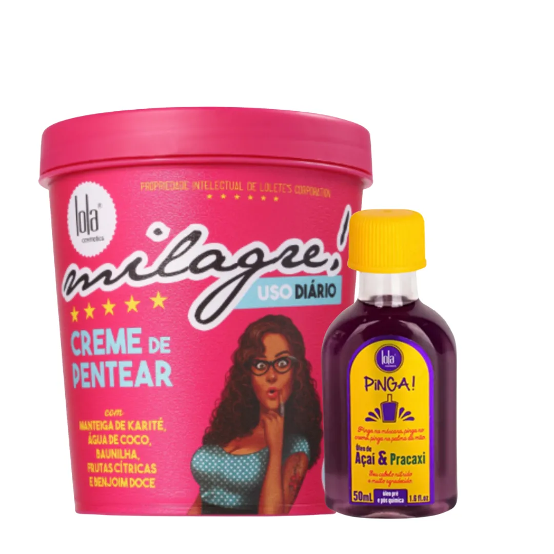 Lola Milagre Creme p/ Pentear + Pinga! Óleo Açaí |ByLinda