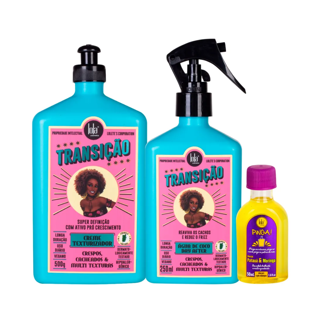 Lola Transição Texturizador + Day After + Pinga! Óleo Pataúa