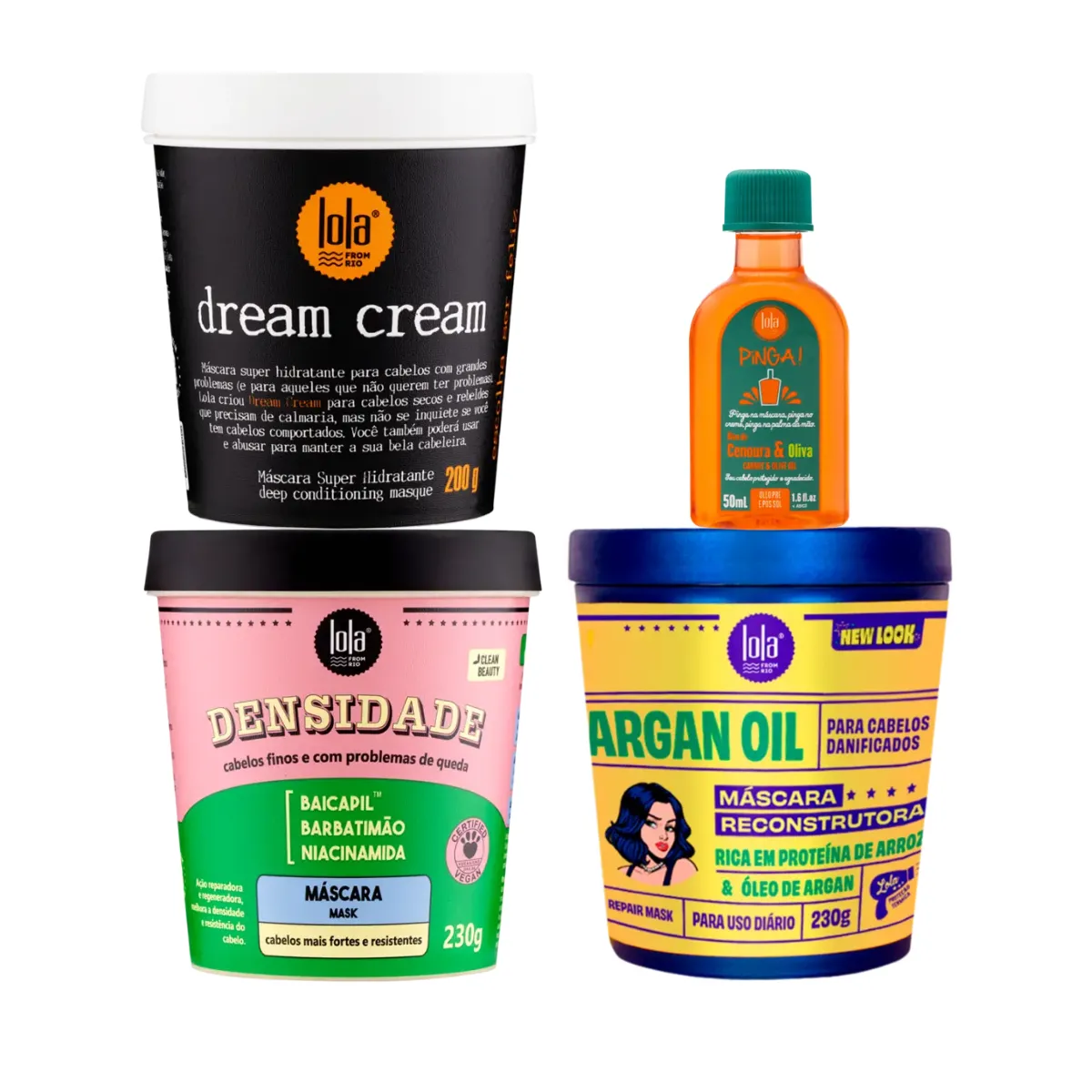 Lola Cronograma Masc Argan+DreamCream+Densidade+Óleo Cenoura