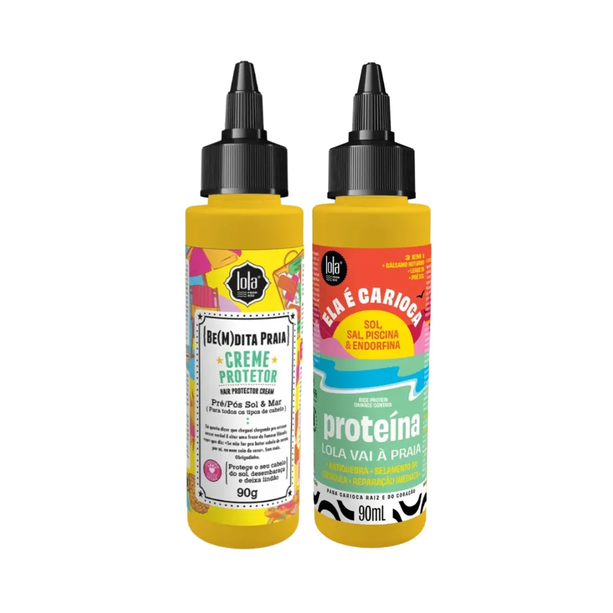 Kit Lola Bemdita Praia Mini Creme Protetor 90g + Ela é Carioca Mini Proteína 90ml | By Linda