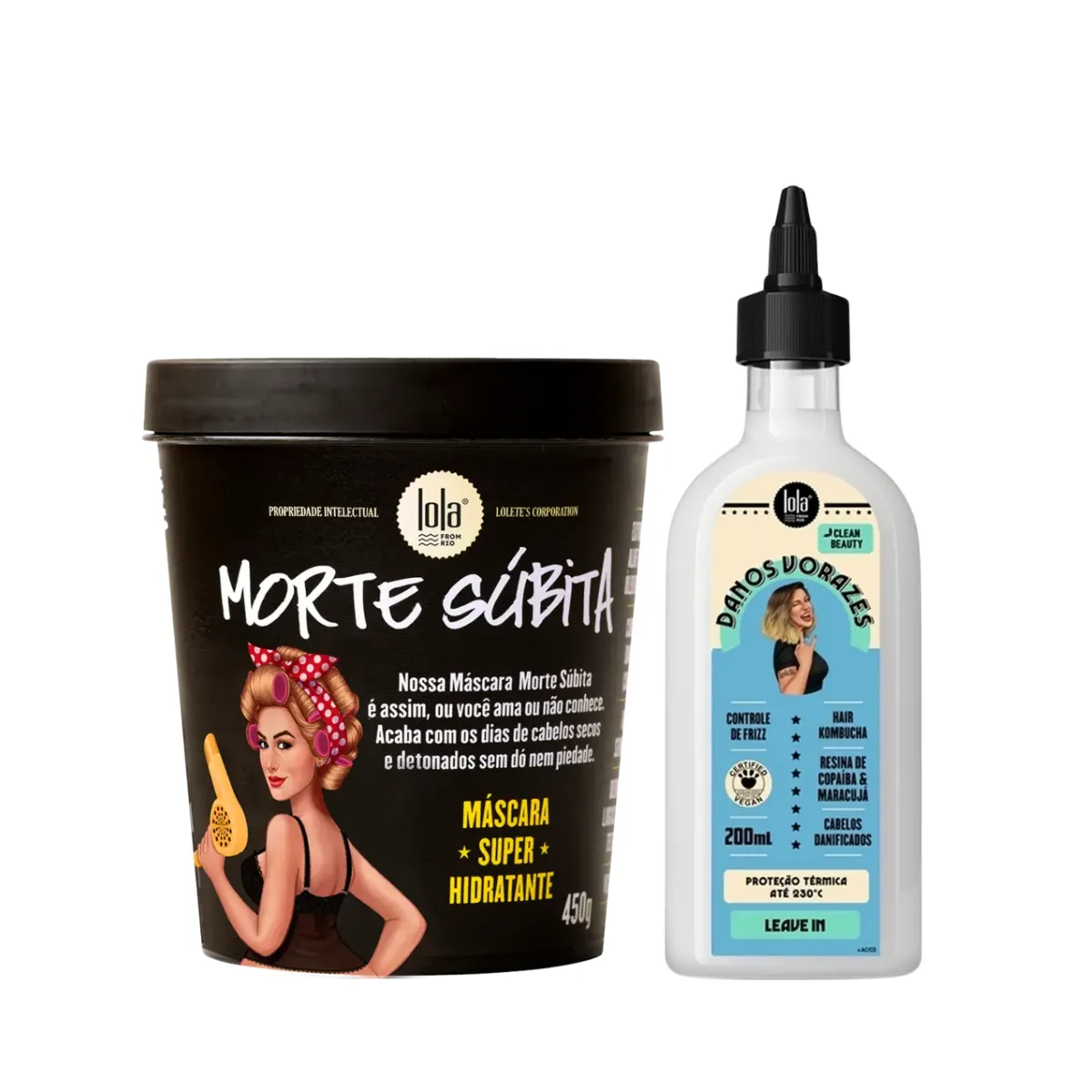 Kit Lola Morte Subita Masc 450ml + Danos Vorazes Leave-in Finalizador 200ml | By Linda