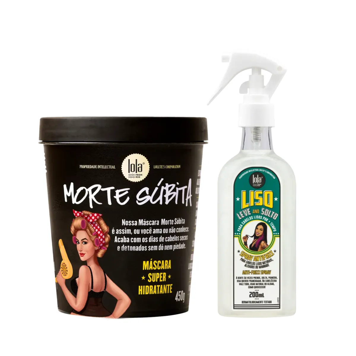Kit Lola Morte Subita Masc 450ml + Liso Leve e Solto Spray 200ml | By Linda