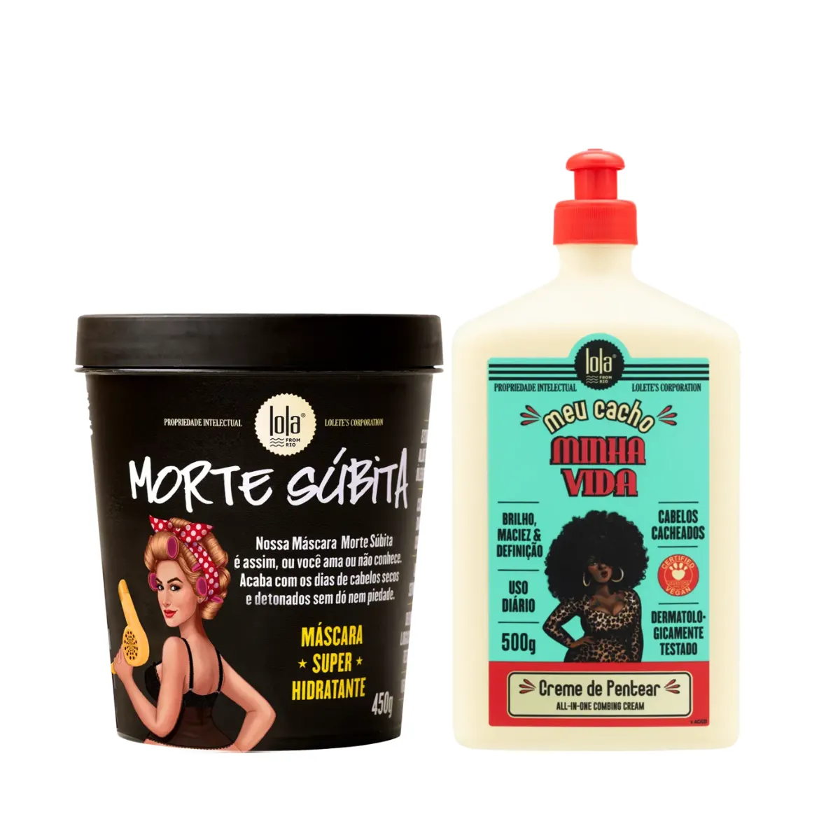Kit Lola Morte Subita Masc 450ml + Meu Cacho Creme para Pentear 500ml | By Linda