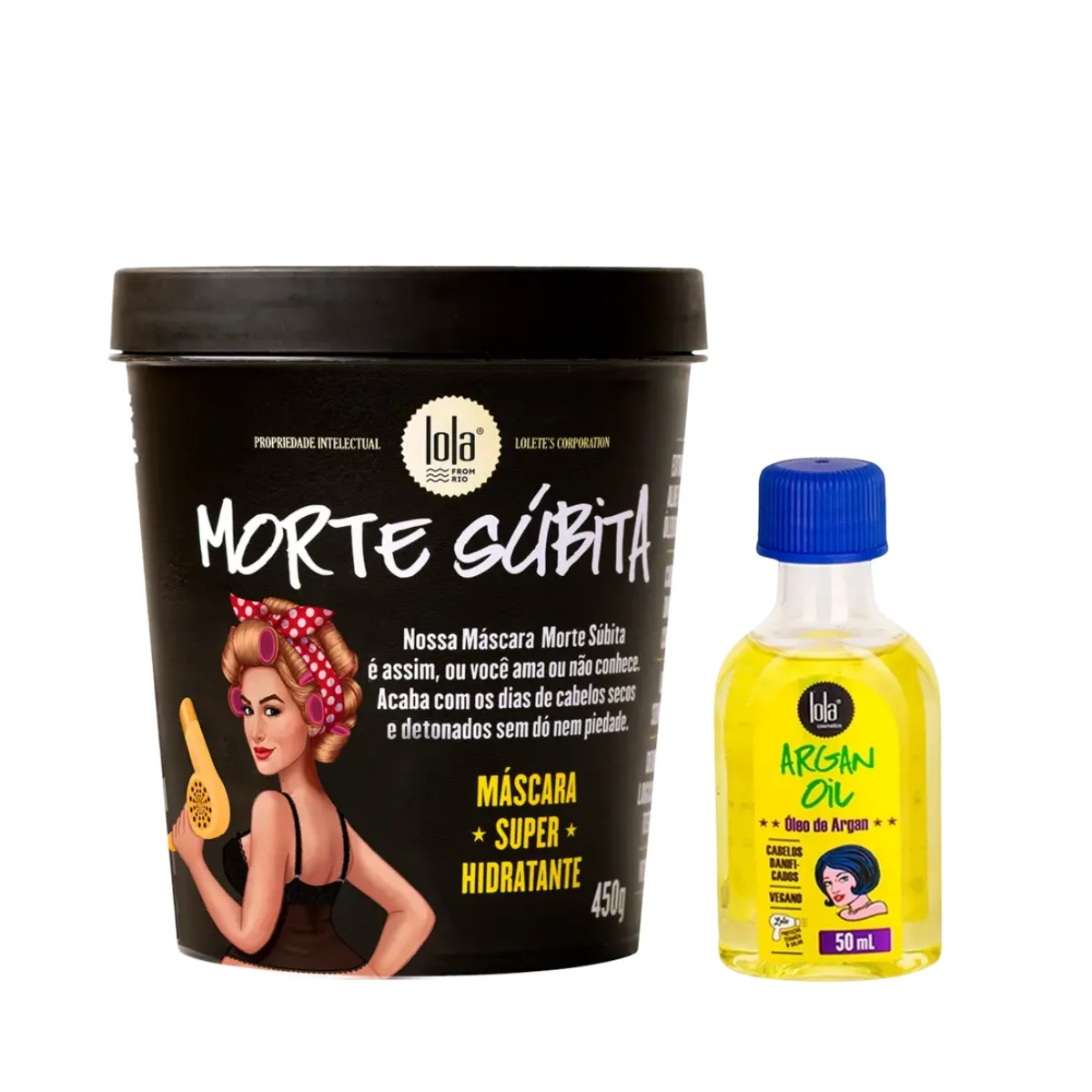 Kit Lola Morte Subita Masc 450ml + Argan Oil Óleo 50ml | By Linda