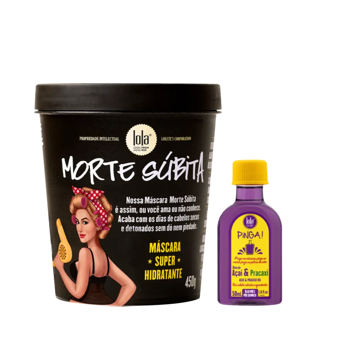 Kit Lola Morte Subita Masc 450ml + Pinga! Óleo Açaí e Pracaxi 50ml | By Linda