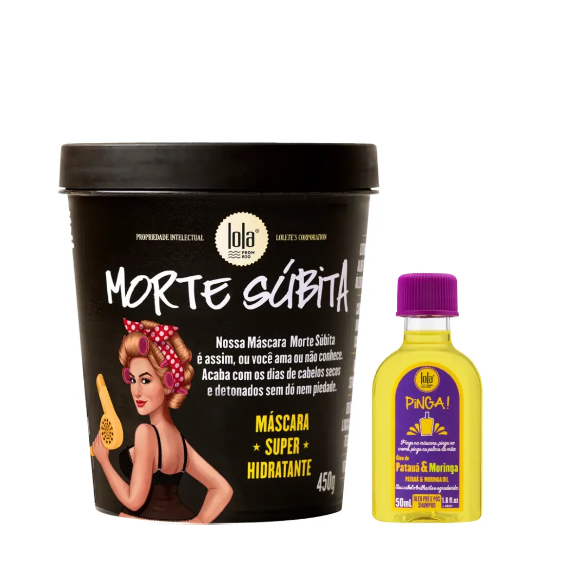 Kit Lola Morte Subita Masc 450ml + Pinga! Óleo Pataúa e Moringa 50ml | By Linda