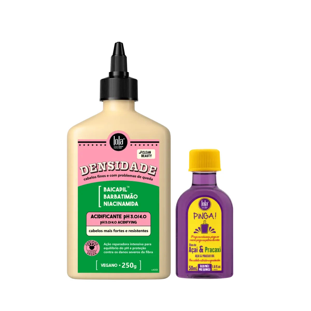 Kit Lola Densidade Acidificante 250ml + Pinga! Óleo Açaí e Pracaxi 50ml | By Linda