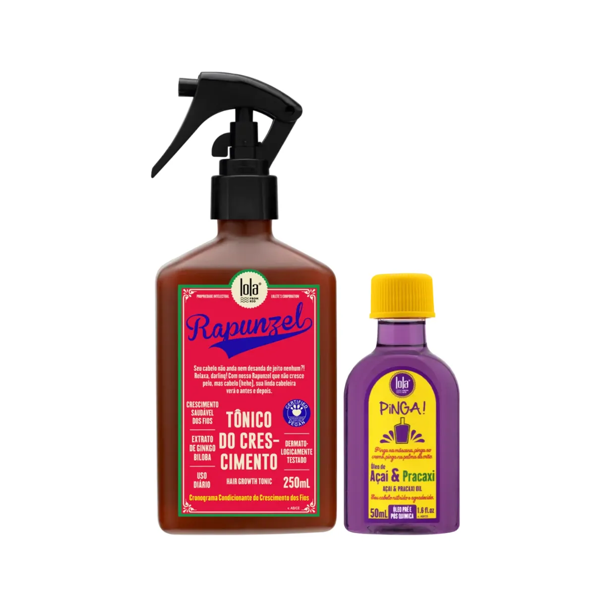 Kit Lola Rapunzel Tonico de Crescimento 250ml + Pinga! Óleo Açaí e Pracaxi 50ml | By Linda