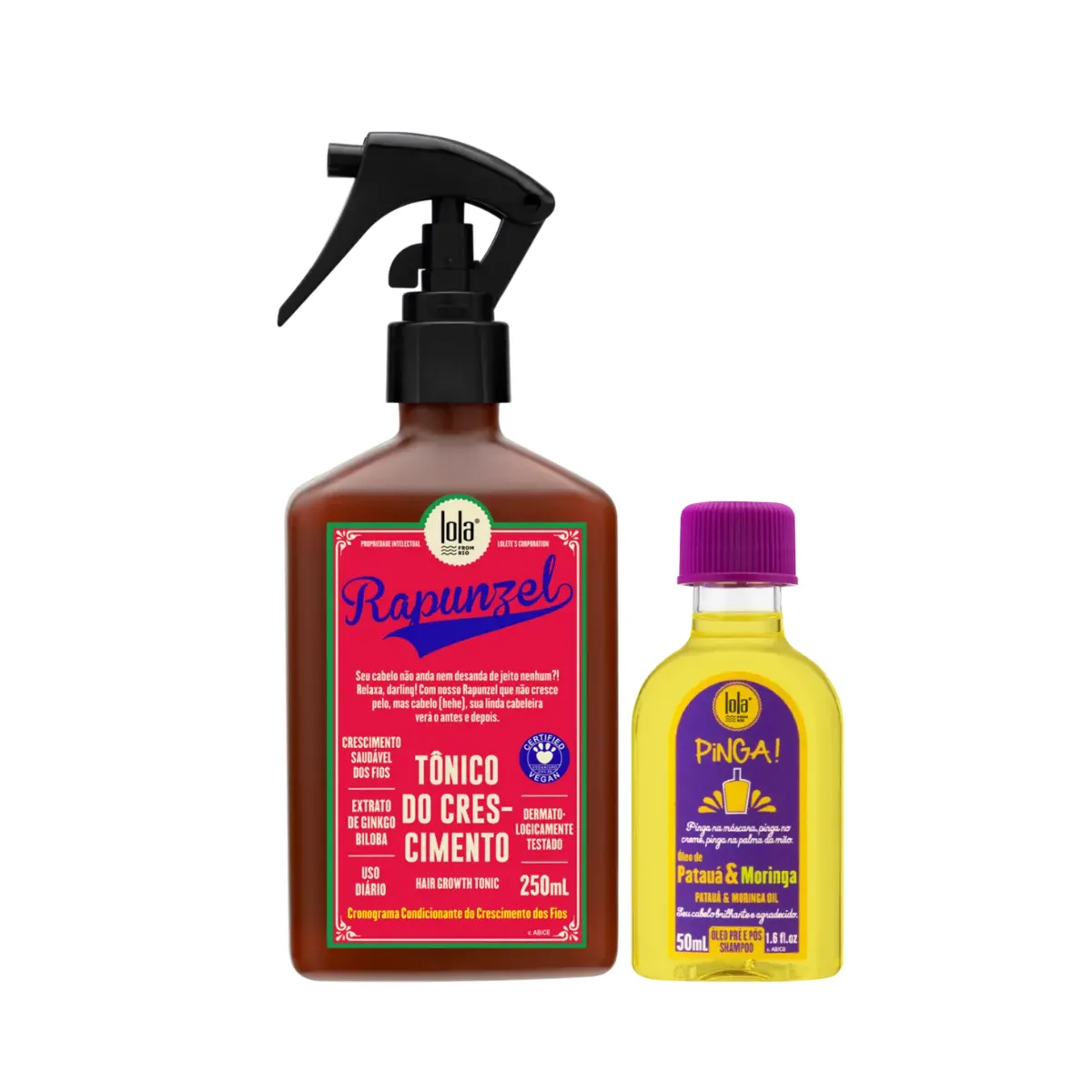 Kit Lola Rapunzel Tonico de Crescimento 250ml + Pinga! Óleo Pataúa e Moringa 50ml | By Linda