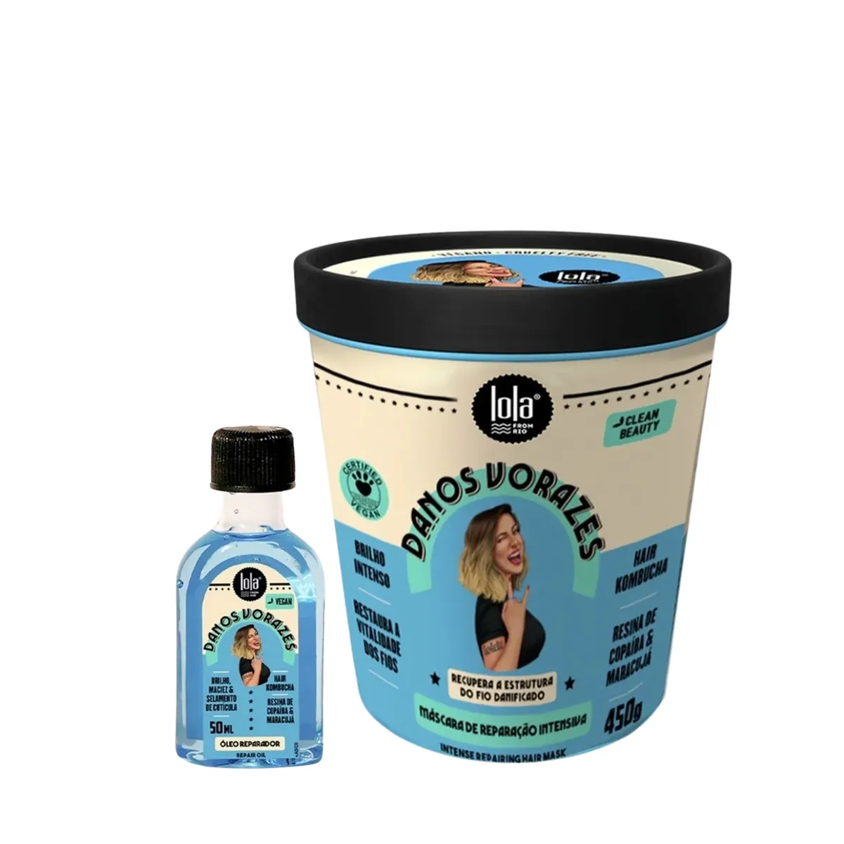 Kit Lola Danos Vorazes Masc 450ml + Danos Vorazes Óleo Reparador 50ml | By Linda