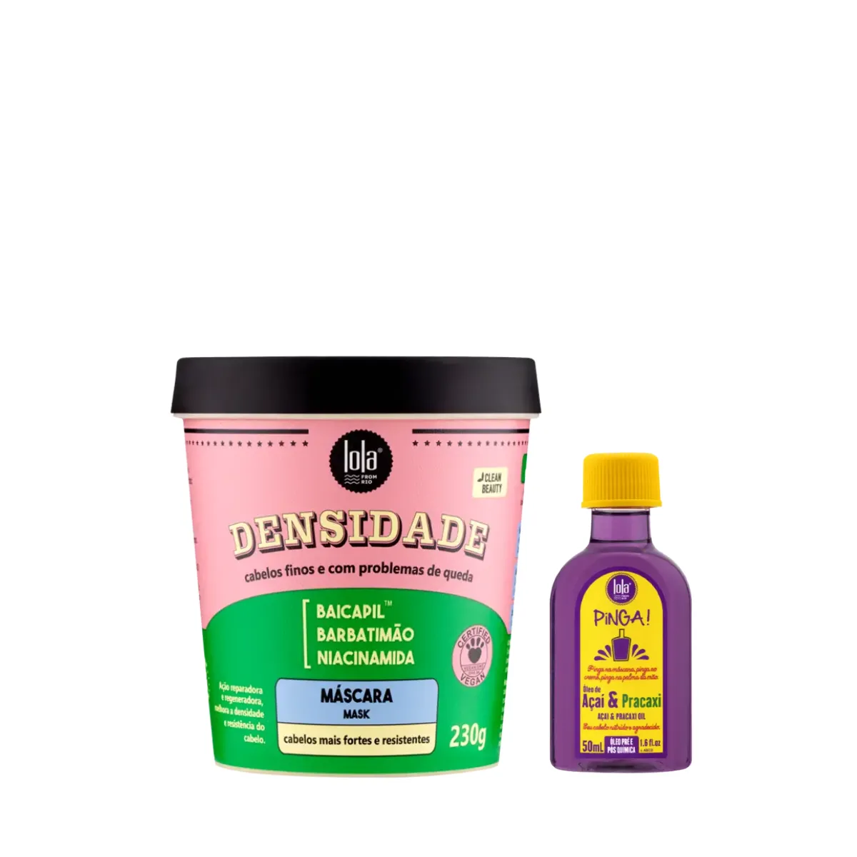 Kit Lola Densidade Masc 230ml + Pinga! Óleo Açaí e Pracaxi 50ml | By Linda