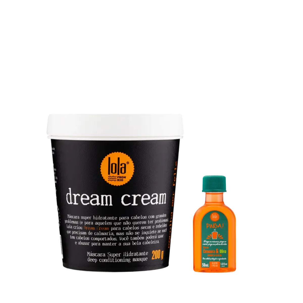 Kit Lola Dream Cream Masc 200ml + Pinga! Óleo Cenoura e Oliva 50ml | By Linda