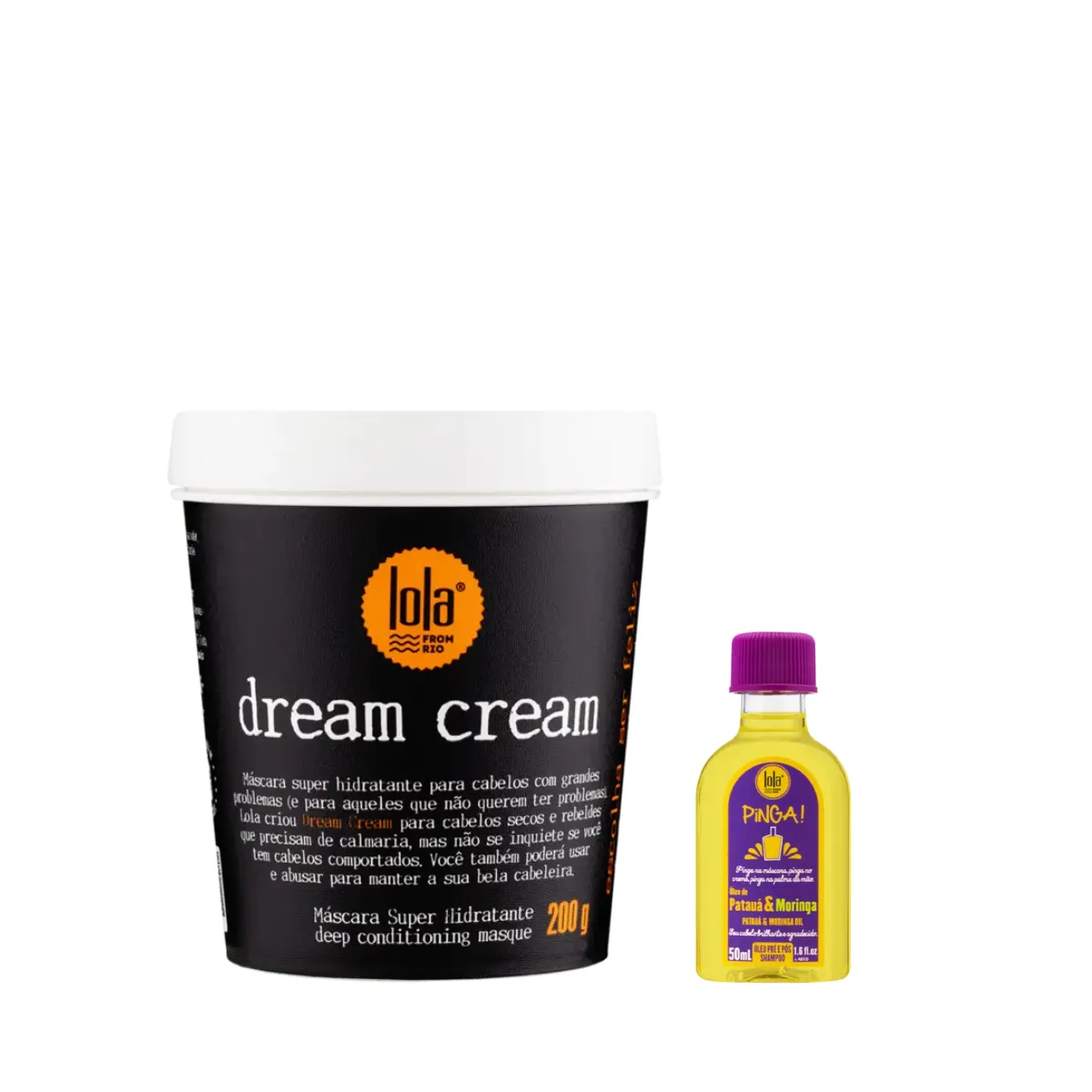 Kit Lola Dream Cream Masc 200ml + Pinga! Óleo Pataúa e Moringa 50ml | By Linda