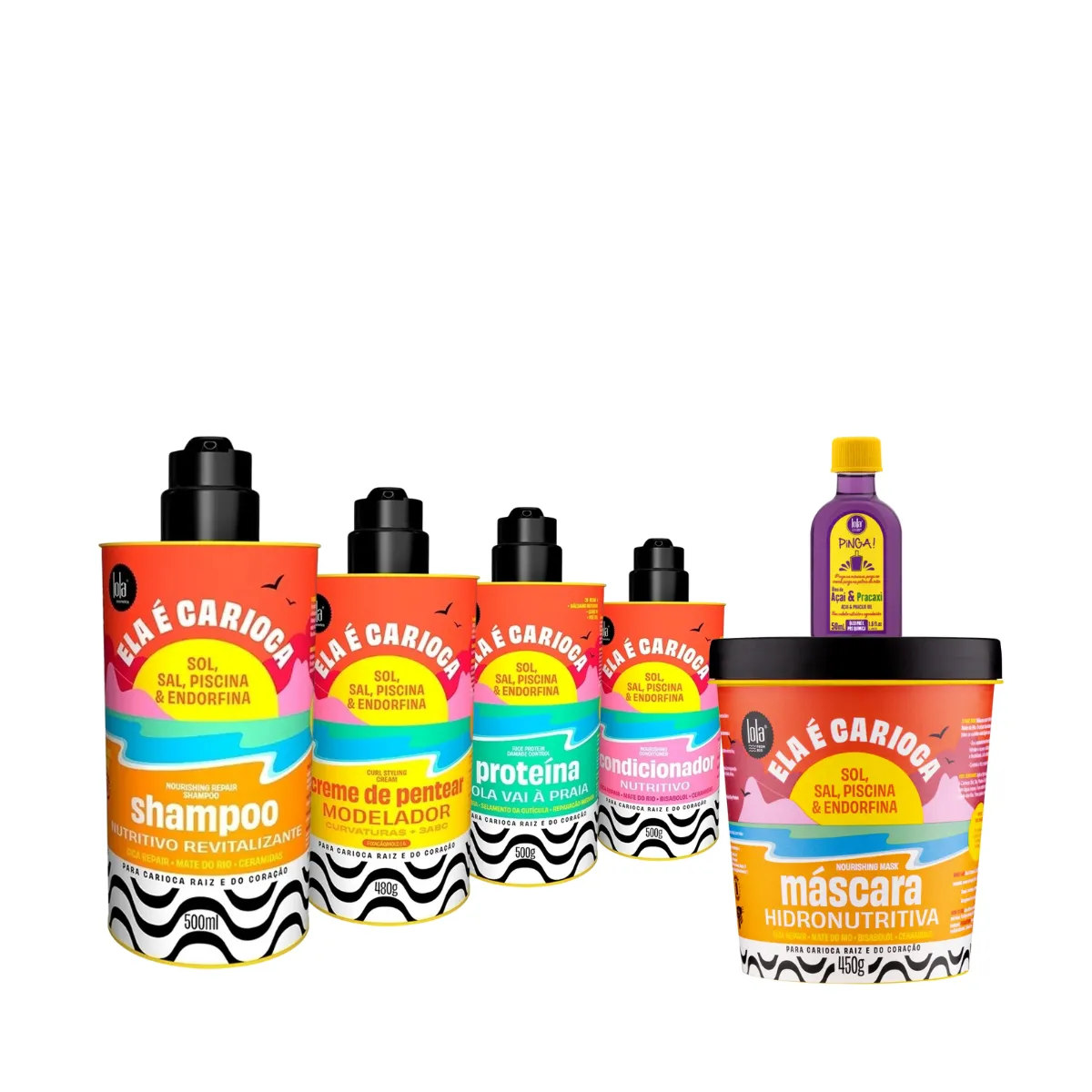 Kit Lola Ela é Carioca Sh + Cond + Masc + Cpp 3ABC + Proteína + Pinga! Óleo Açaí e Pracaxi | By Linda