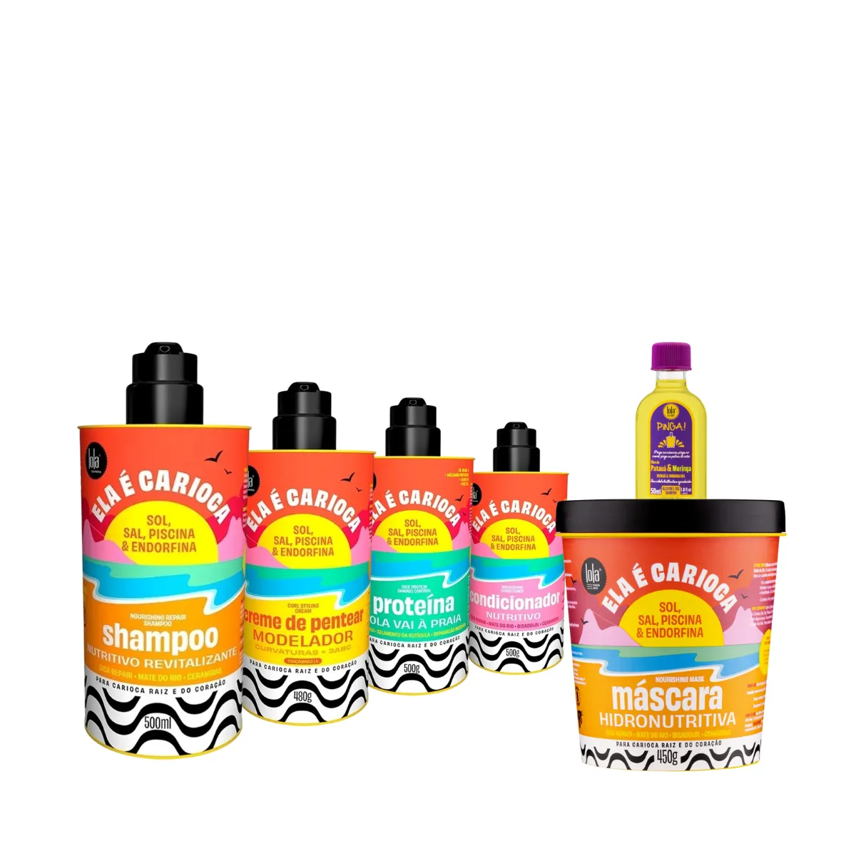 Kit Lola Ela é Carioca Sh + Cond + Masc + Cpp 3ABC + Proteína + Pinga! Óleo Pataúa e Moringa | By Linda