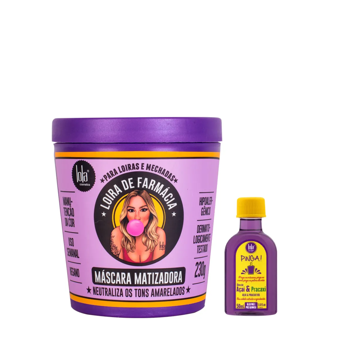 Kit Lola Loira de Farmácia Masc 230ml + Pinga! Óleo Açaí e Pracaxi 50ml | By Linda