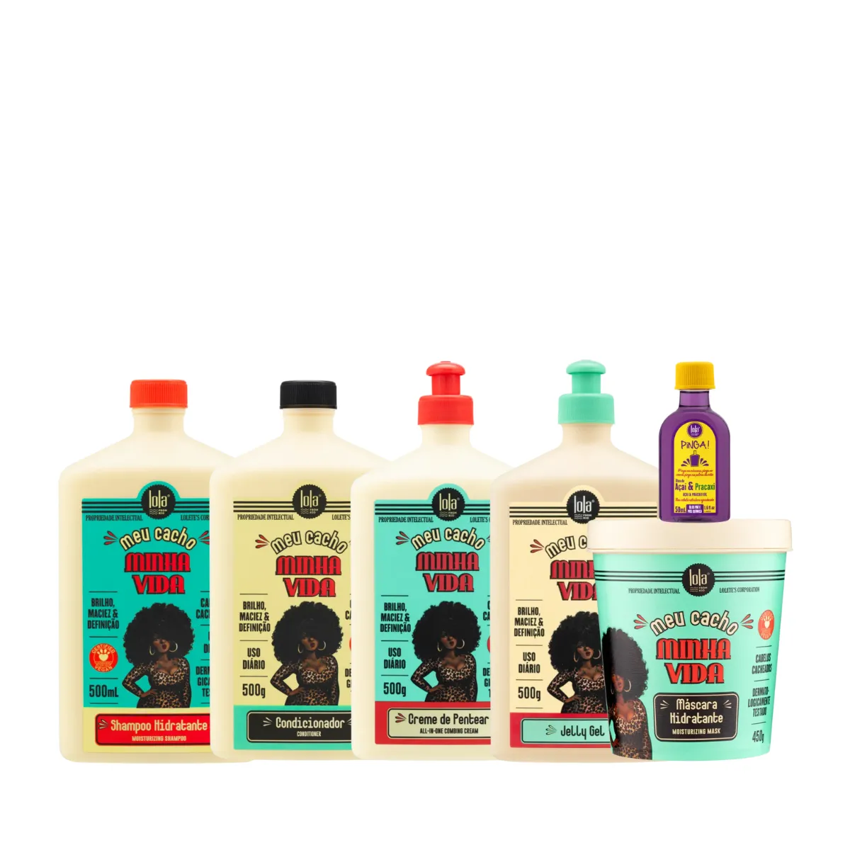 Kit Lola Meu Cacho Minha Vida Completo + Pinga! Óleo Açaí e Pracaxi 50ml | By Linda