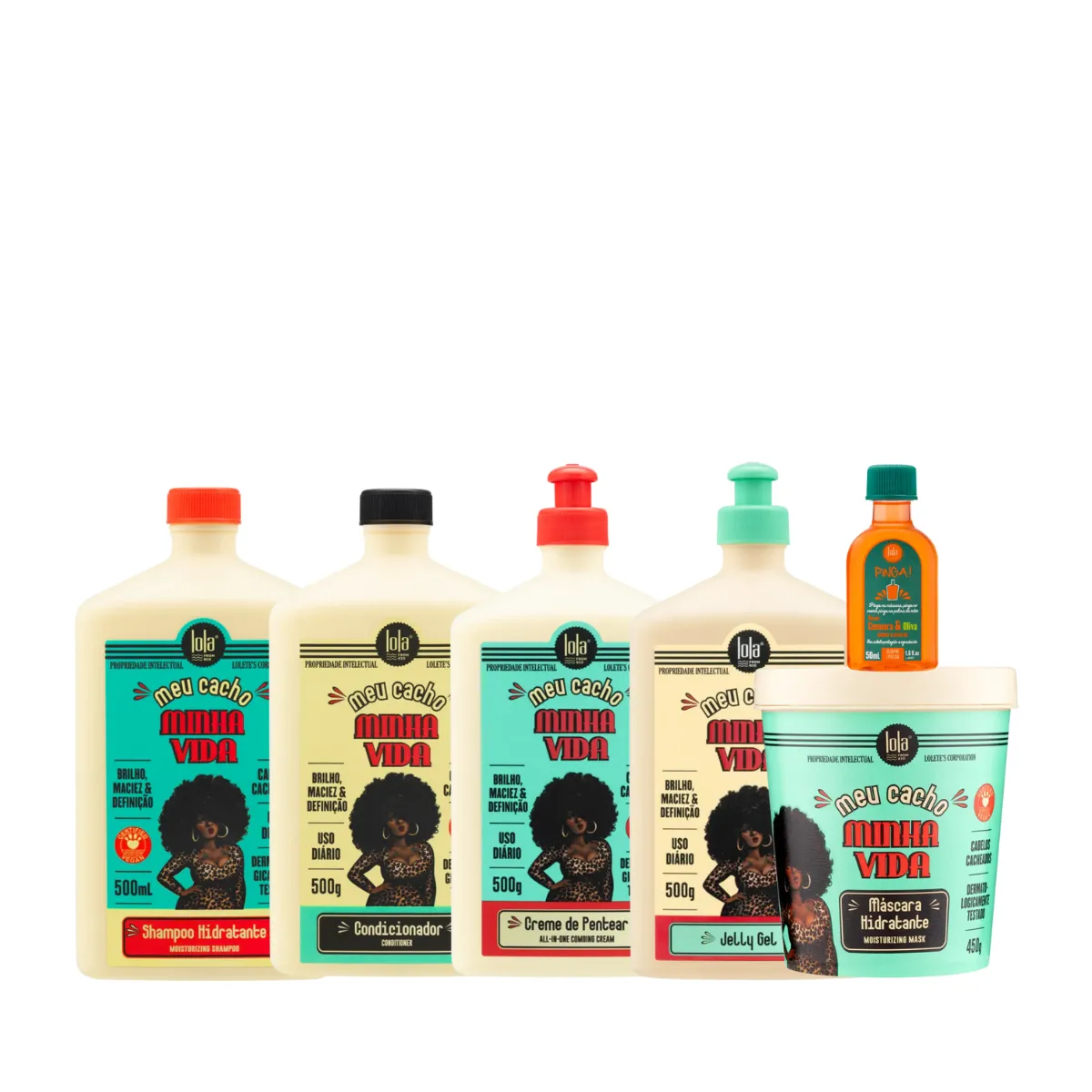 Kit Lola Meu Cacho Minha Vida Completo + Pinga! Óleo Cenoura e Oliva 50ml | By Linda