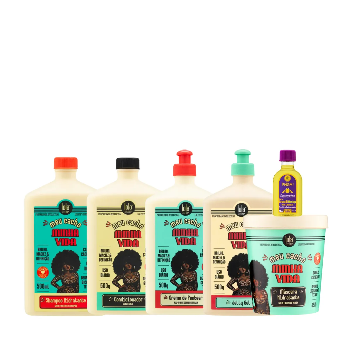 Kit Lola Meu Cacho Minha Vida Completo + Pinga! Óleo Pataúa e Moringa 50ml | By Linda