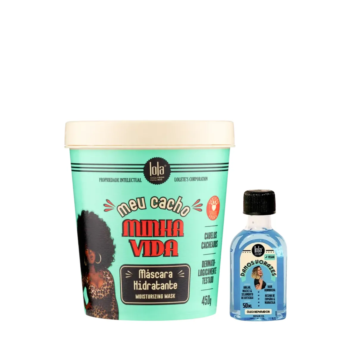 Kit Lola Meu Cacho Minha Vida Masc 450ml + Danos Vorazes Óleo Reparador 50ml | By Linda