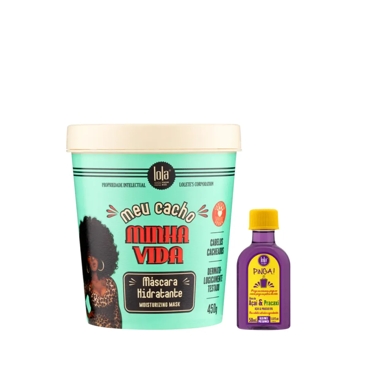 Kit Lola Meu Cacho Minha Vida Masc 450ml + Pinga! Óleo Açaí e Pracaxi 50ml | By Linda