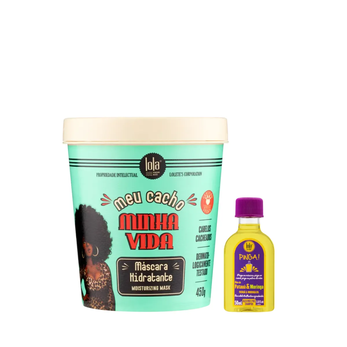 Kit Lola Meu Cacho Minha Vida Masc 450ml + Pinga! Óleo Pataúa e Moringa 50ml | By Linda