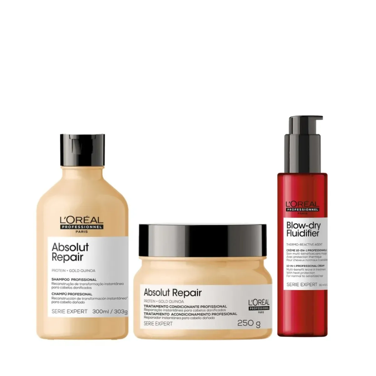 Kit Loreal Absolut Repair Shamp + Masc + Fluidifier 150ml